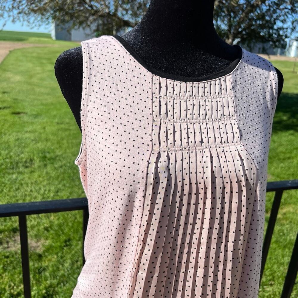 LOFT tank top, pleated front, rounded neckline, pink, women’s PETITE M
